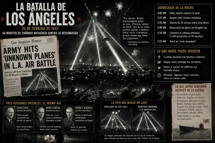 La Batalla de Los Ángeles 1942: Pánico Antiaéreo Bajo Reflectores y Misterio Sin Resolver